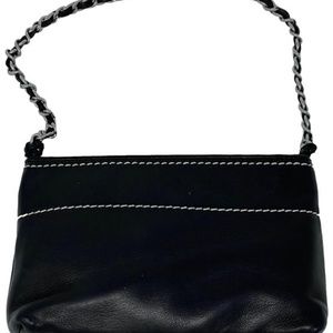 Chanel Logo Mini Bag Black Leather Chain Handbag - image 1